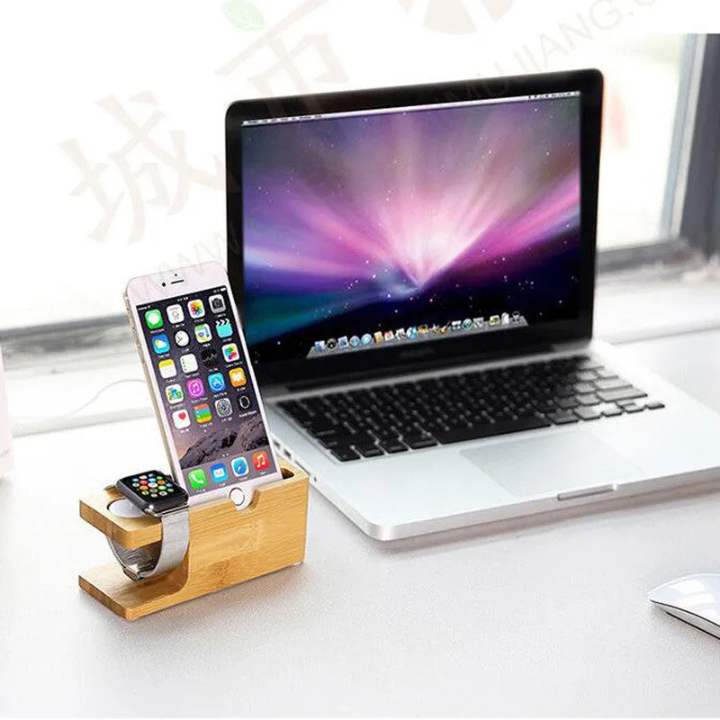 100% Natural Bamboo Charging Dock Station For Mobile Phone and Watch