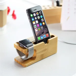 100% Natural Bamboo Charging Dock Station For Mobile Phone and Watch