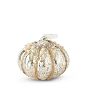 4" Mercury Glass Pumpkin with Glitter