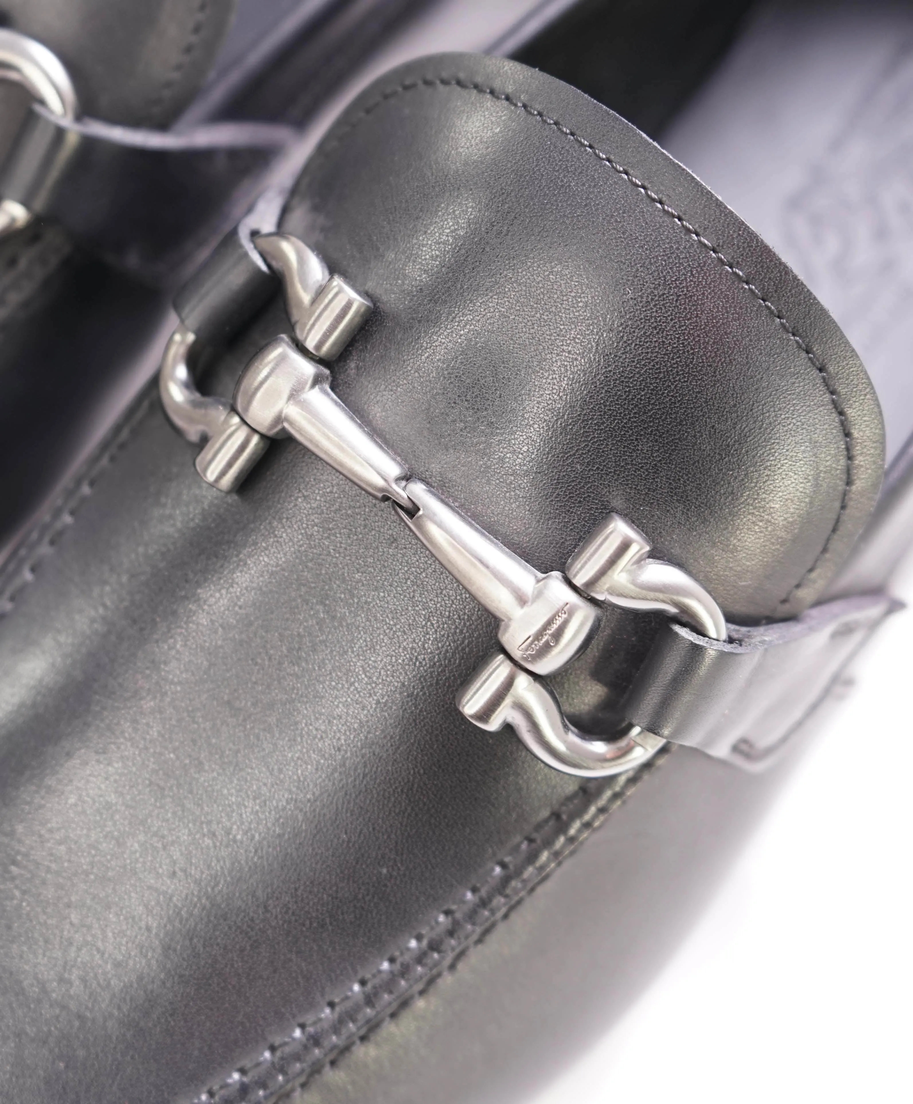 $795 SALVATORE FERRAGAMO -  "NOWELL" Black On Black Gancini Leather Loafer- 8.5 EE