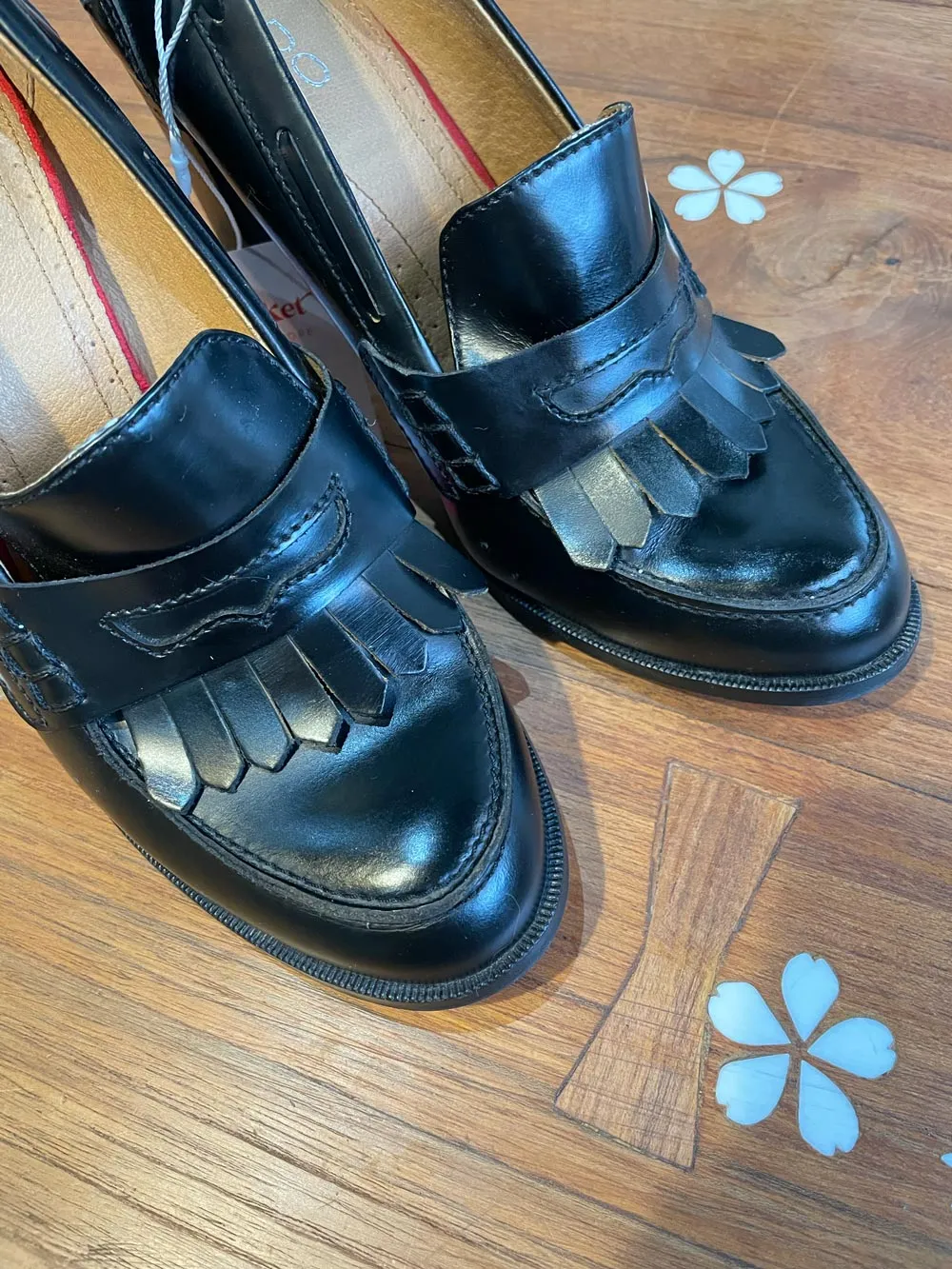 aldo fringe leather heeled penny loafer