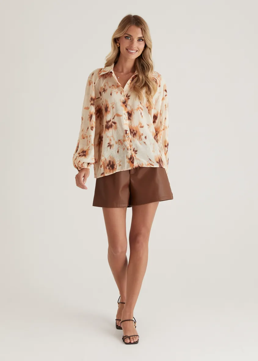 Aleena Blouse - Peach Abstract