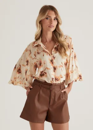 Aleena Blouse - Peach Abstract