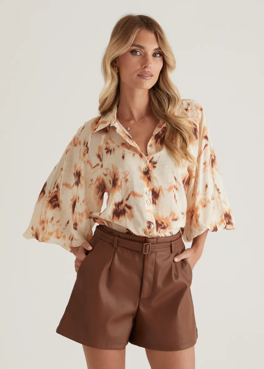 Aleena Blouse - Peach Abstract