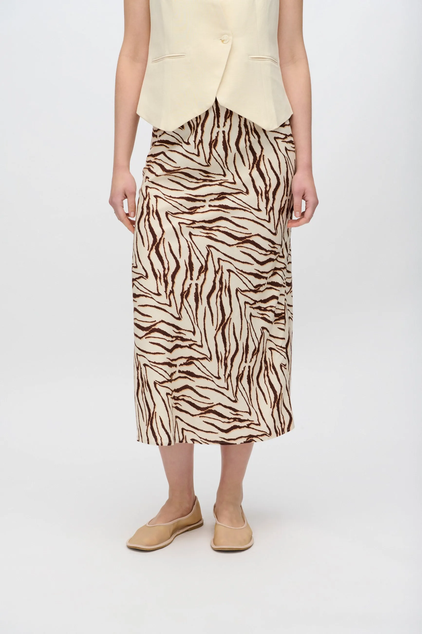 Beryls linen blend midi skirt 4263 - Sandstorm