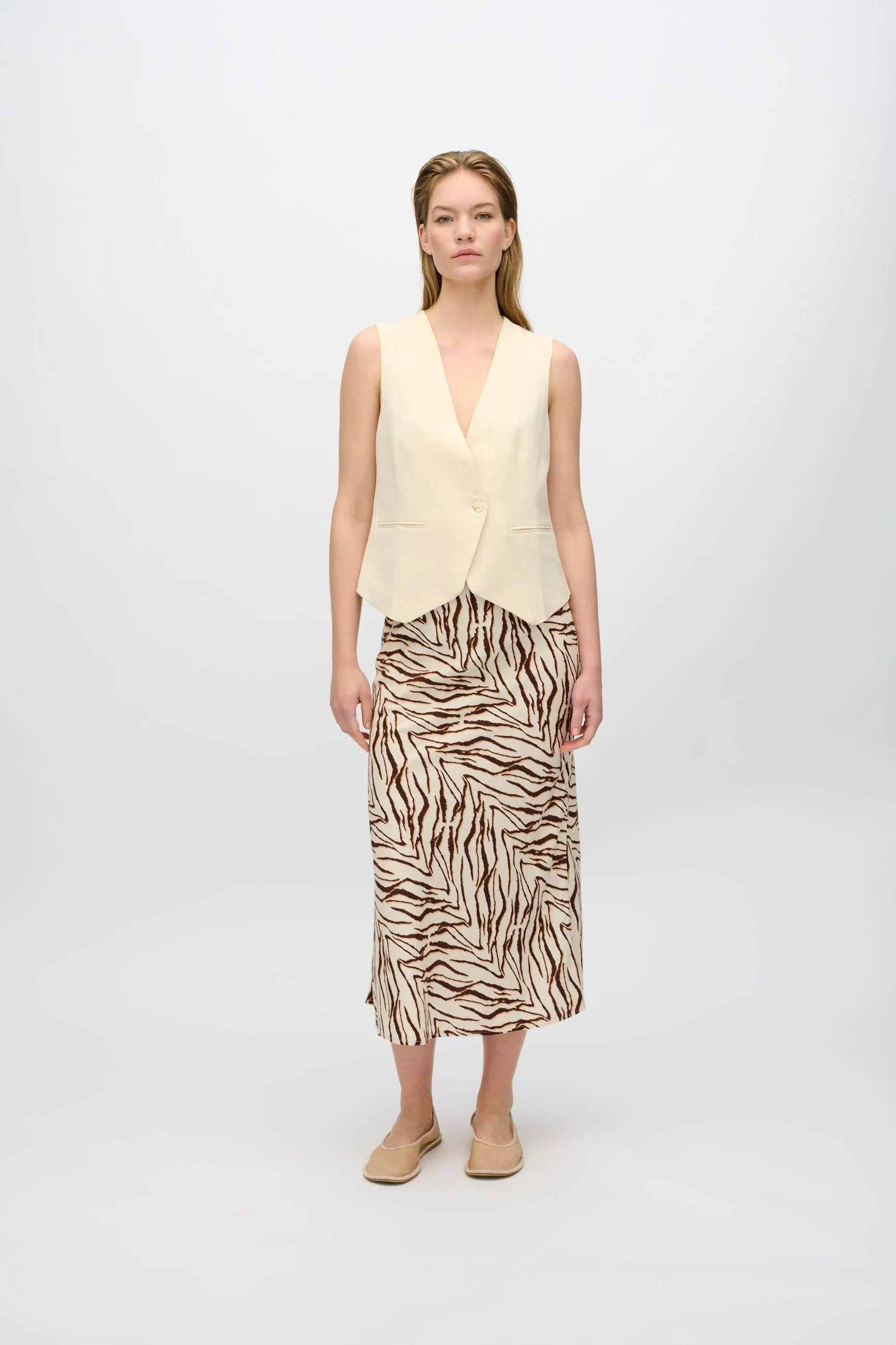 Beryls linen blend midi skirt 4263 - Sandstorm
