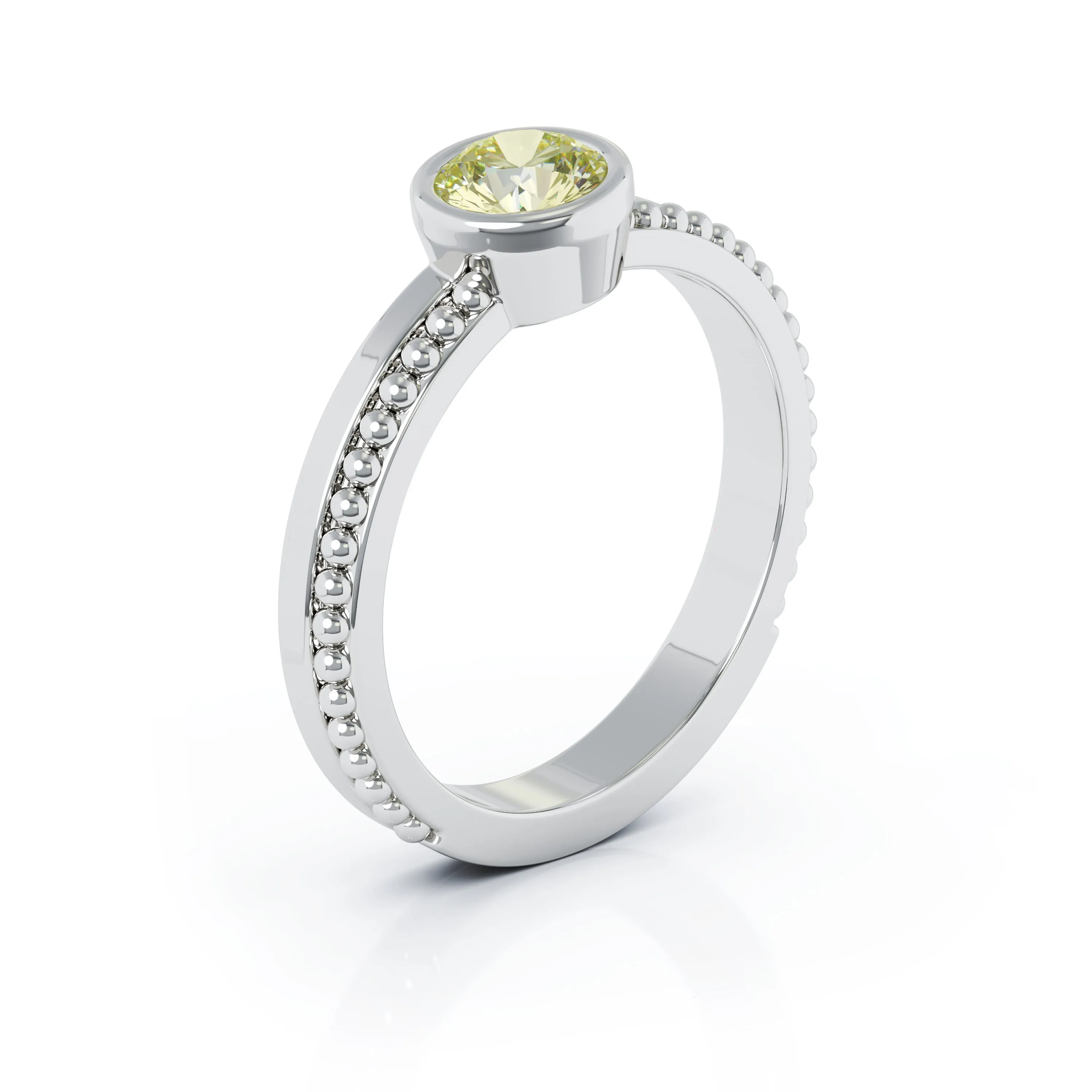 Bezel 5MM Peridot Bead Style Ring in 14K Gold