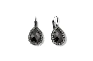 Black and White Faceted Stone Tear Drop Earrings #256BK3101 (1D8)