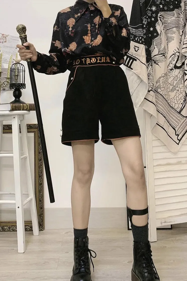 Black Embroidery Ouji Fashion Vintage Elegant Lolita Shorts