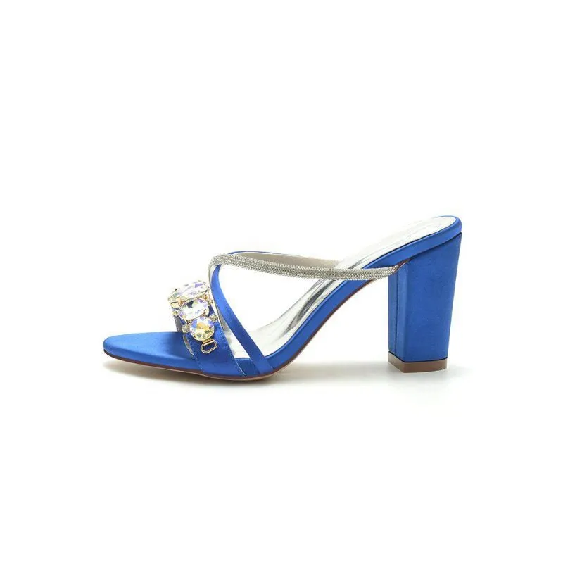 Block Heels with Rhinestone