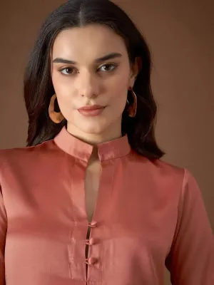 Box Pleat Shirt with pants in Rust Color