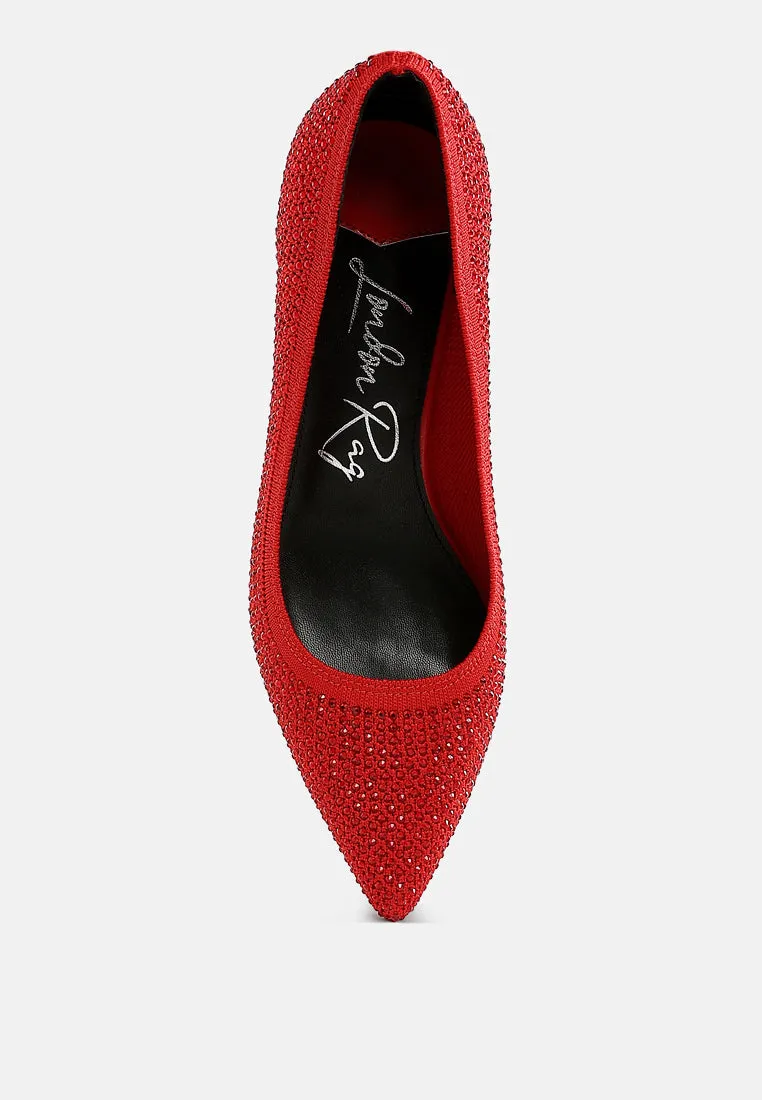 Breathable Flyknit Rhinestone Pumps By RAG