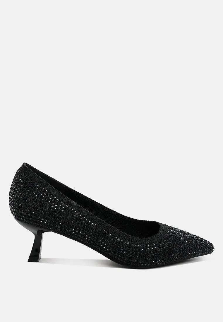 Breathable Flyknit Rhinestone Pumps By RAG
