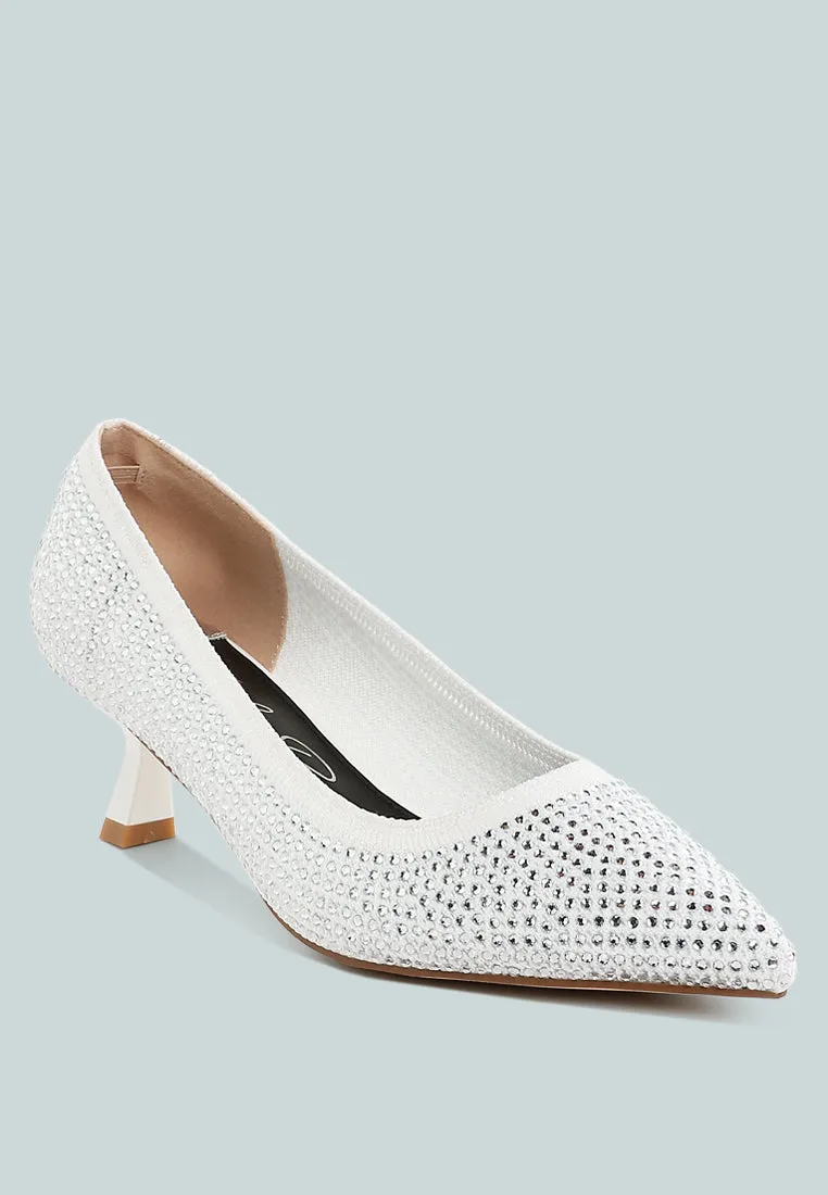 Breathable Flyknit Rhinestone Pumps By RAG