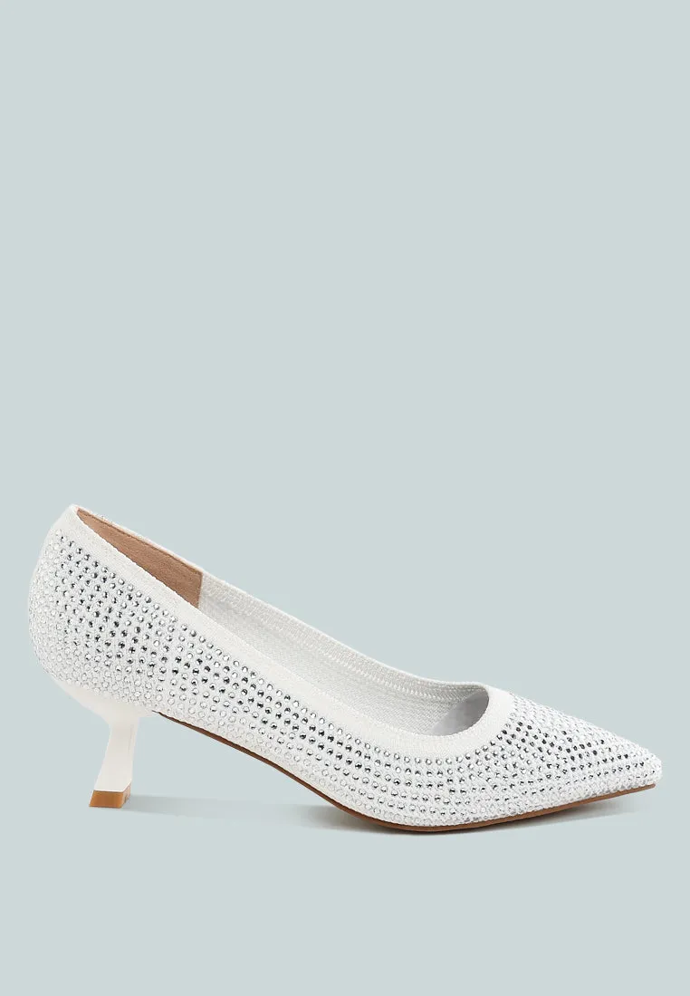 Breathable Flyknit Rhinestone Pumps By RAG