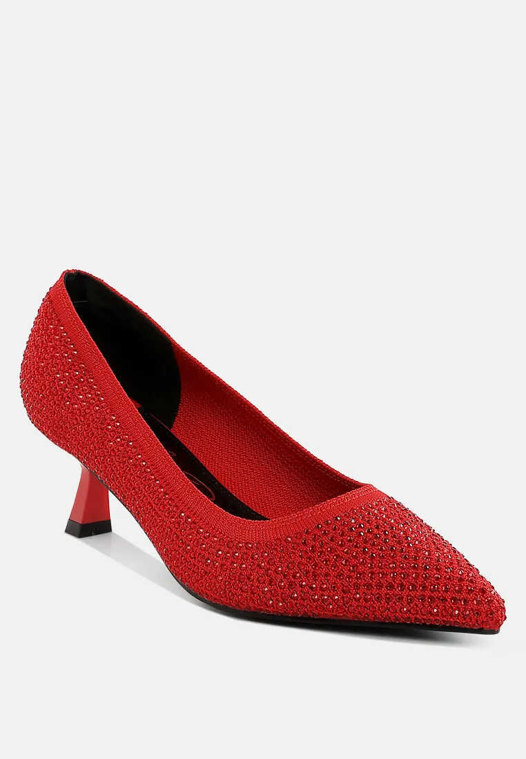 Breathable Flyknit Rhinestone Pumps By RAG