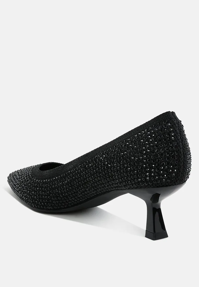 Breathable Flyknit Rhinestone Pumps By RAG