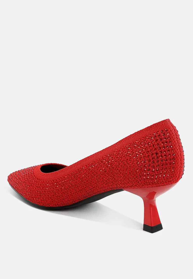 Breathable Flyknit Rhinestone Pumps By RAG