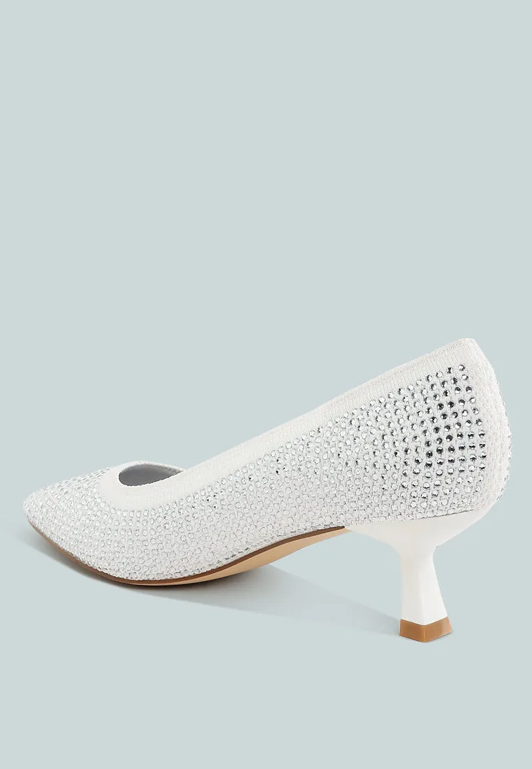 Breathable Flyknit Rhinestone Pumps By RAG