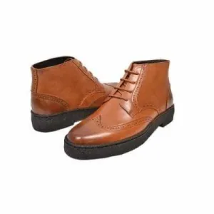British Walkers Playboy Wingtips Limited Edition Men's Cognac Leather High Top Boots Ankle Boots