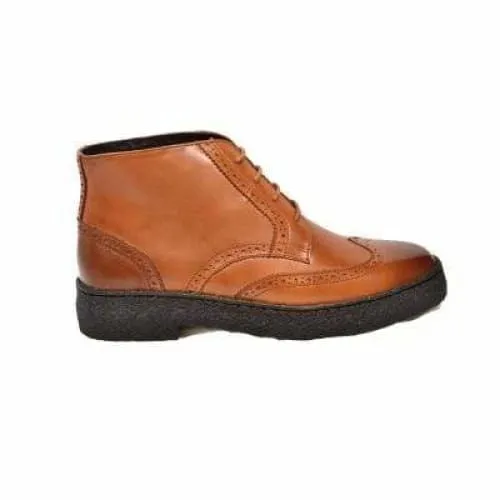 British Walkers Playboy Wingtips Limited Edition Men's Cognac Leather High Top Boots Ankle Boots