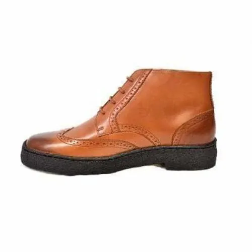 British Walkers Playboy Wingtips Limited Edition Men's Cognac Leather High Top Boots Ankle Boots