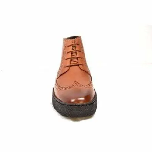 British Walkers Playboy Wingtips Limited Edition Men's Cognac Leather High Top Boots Ankle Boots