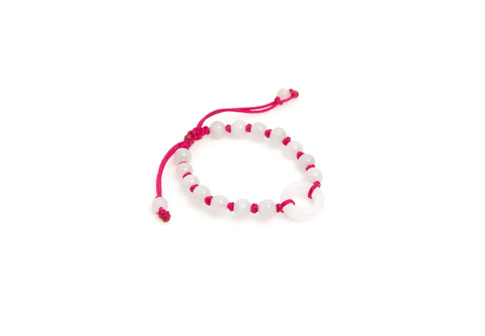 Burmese Jadeite 'Harbingers of Peace' Children's Silk Bracelet