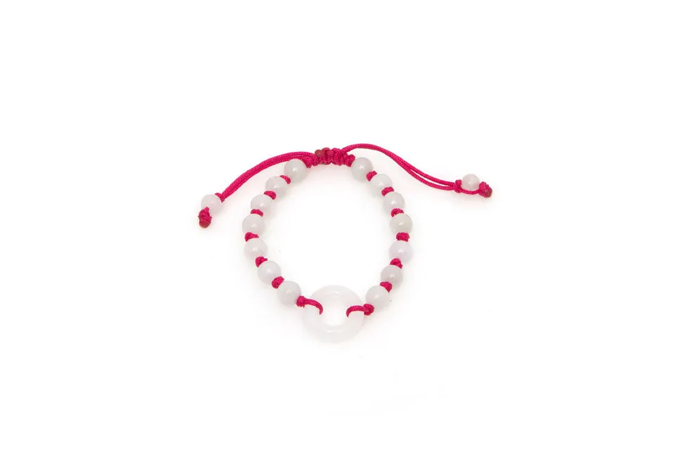 Burmese Jadeite 'Harbingers of Peace' Children's Silk Bracelet