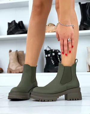 Chelsea boots basses kaki gommé