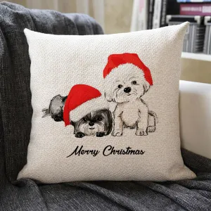 Christmas Themed Linen Pillowcase