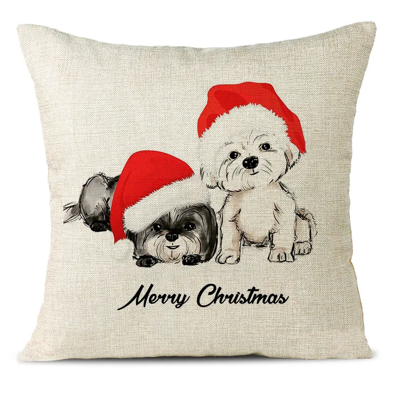 Christmas Themed Linen Pillowcase