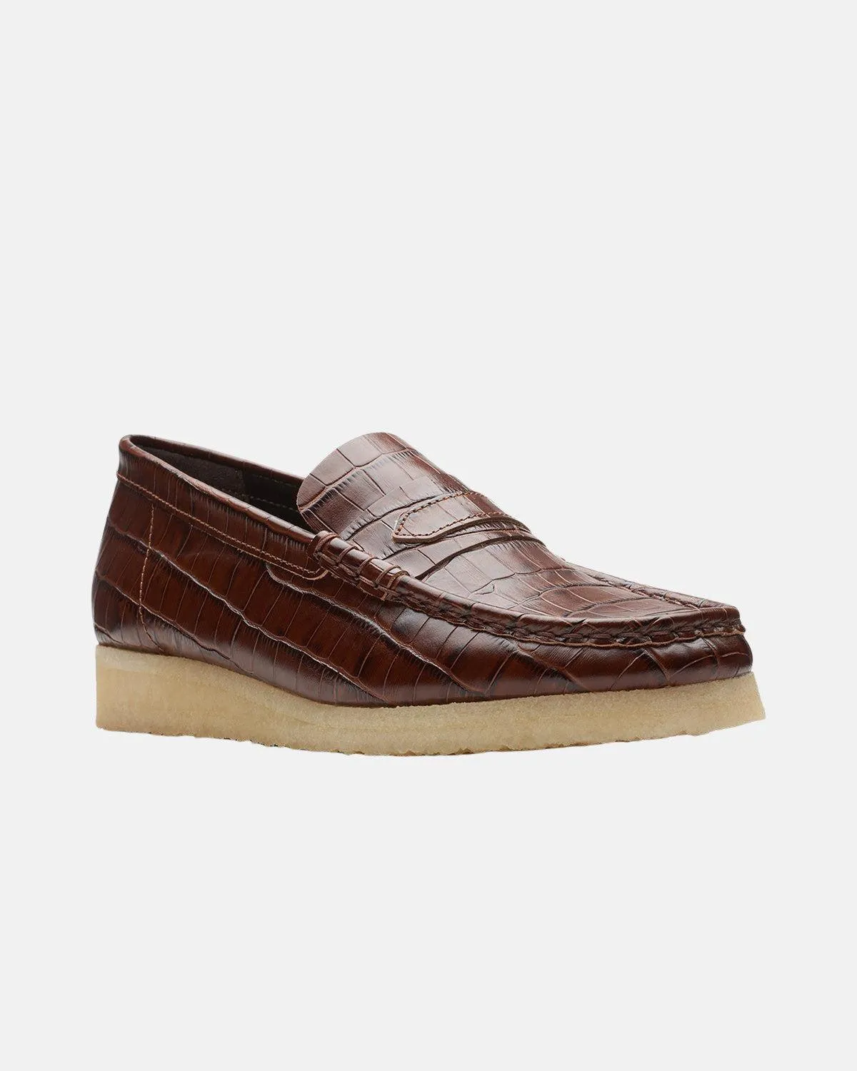 CLARKS ORIGINALS WOMENS WALLABEE LOAFER BROWN CROC