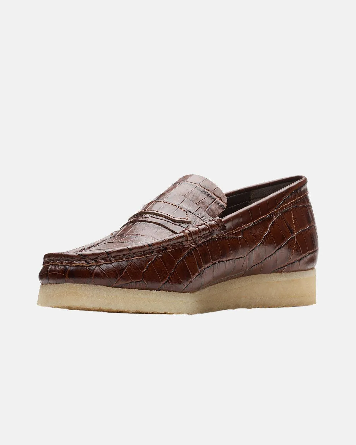 CLARKS ORIGINALS WOMENS WALLABEE LOAFER BROWN CROC