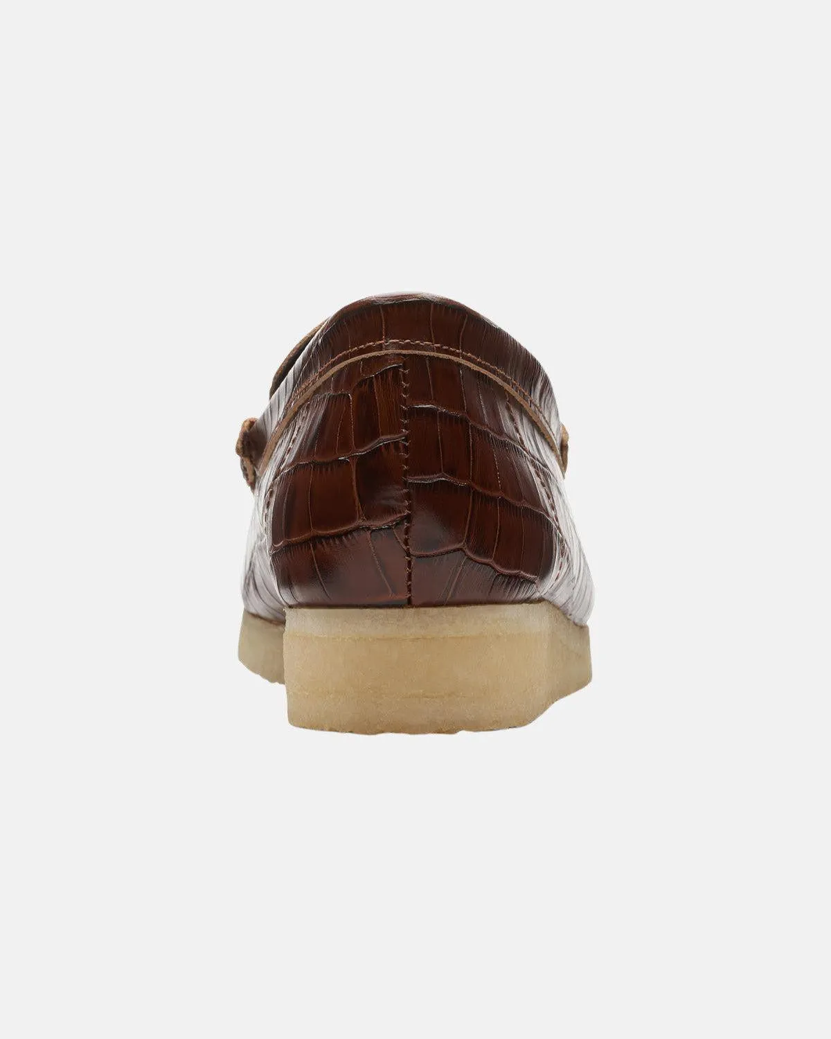 CLARKS ORIGINALS WOMENS WALLABEE LOAFER BROWN CROC