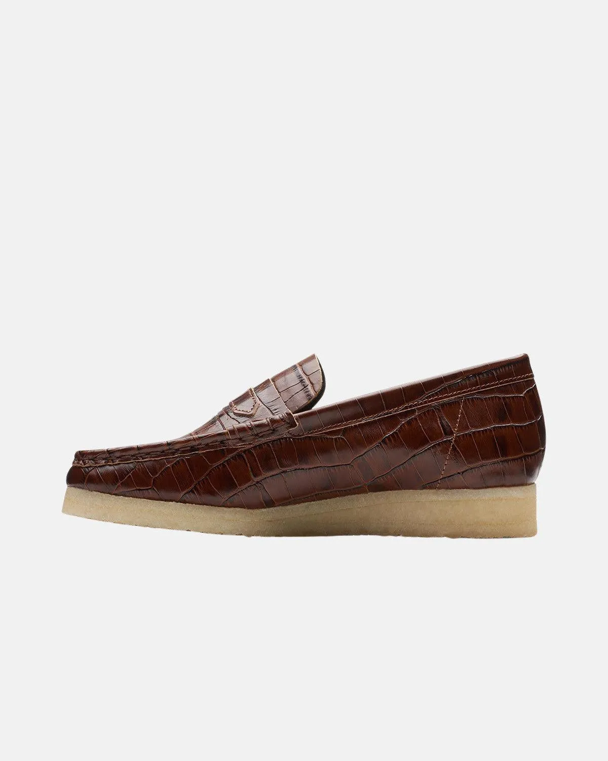 CLARKS ORIGINALS WOMENS WALLABEE LOAFER BROWN CROC