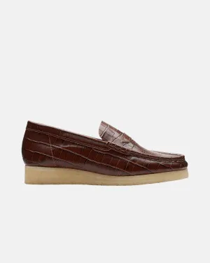 CLARKS ORIGINALS WOMENS WALLABEE LOAFER BROWN CROC