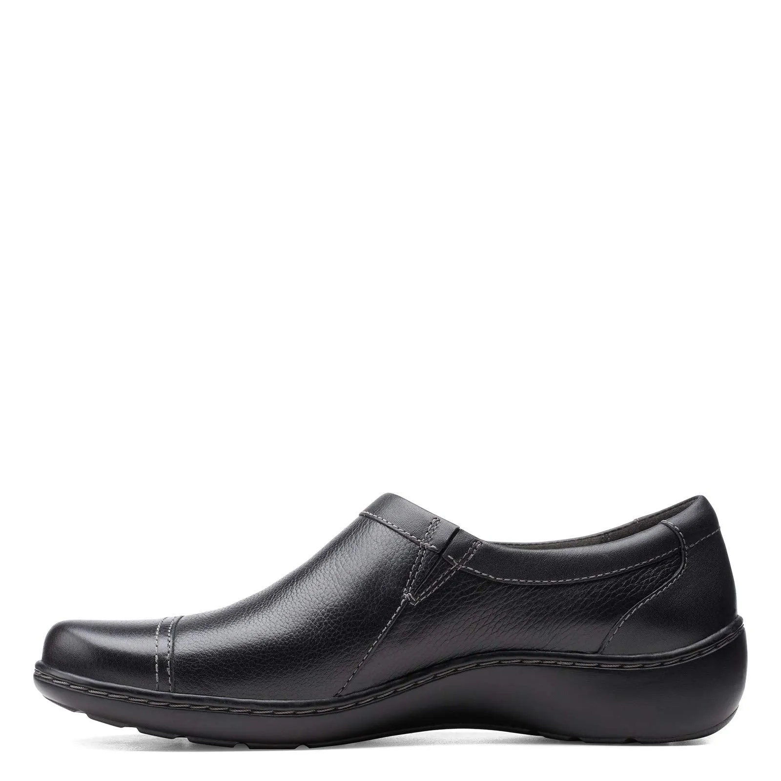 Clarks womens Cora Giny Loafer Flat, Black Tumbled/Smooth Leather, 7.5 US