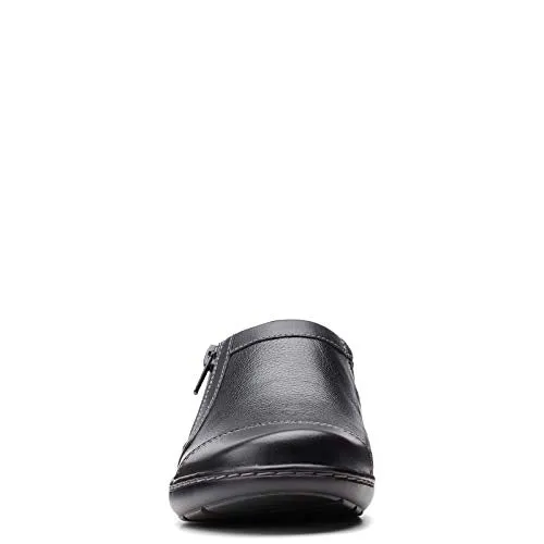 Clarks womens Cora Giny Loafer Flat, Black Tumbled/Smooth Leather, 9.5 US