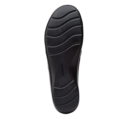 Clarks womens Cora Giny Loafer Flat, Black Tumbled/Smooth Leather, 9.5 US