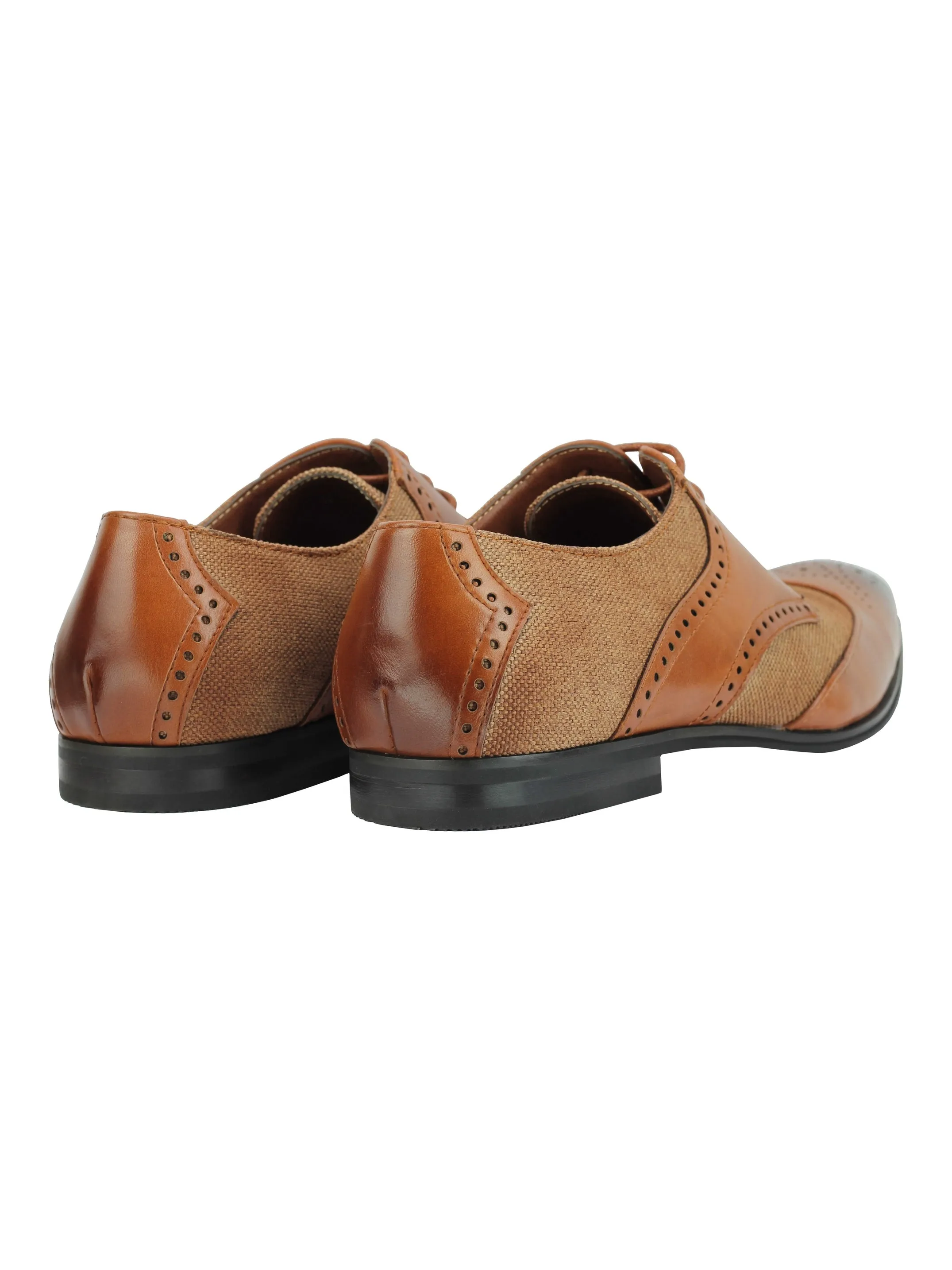 CLASSIC FAUX LEATHER AND TWEED BROGUE IN BROWN