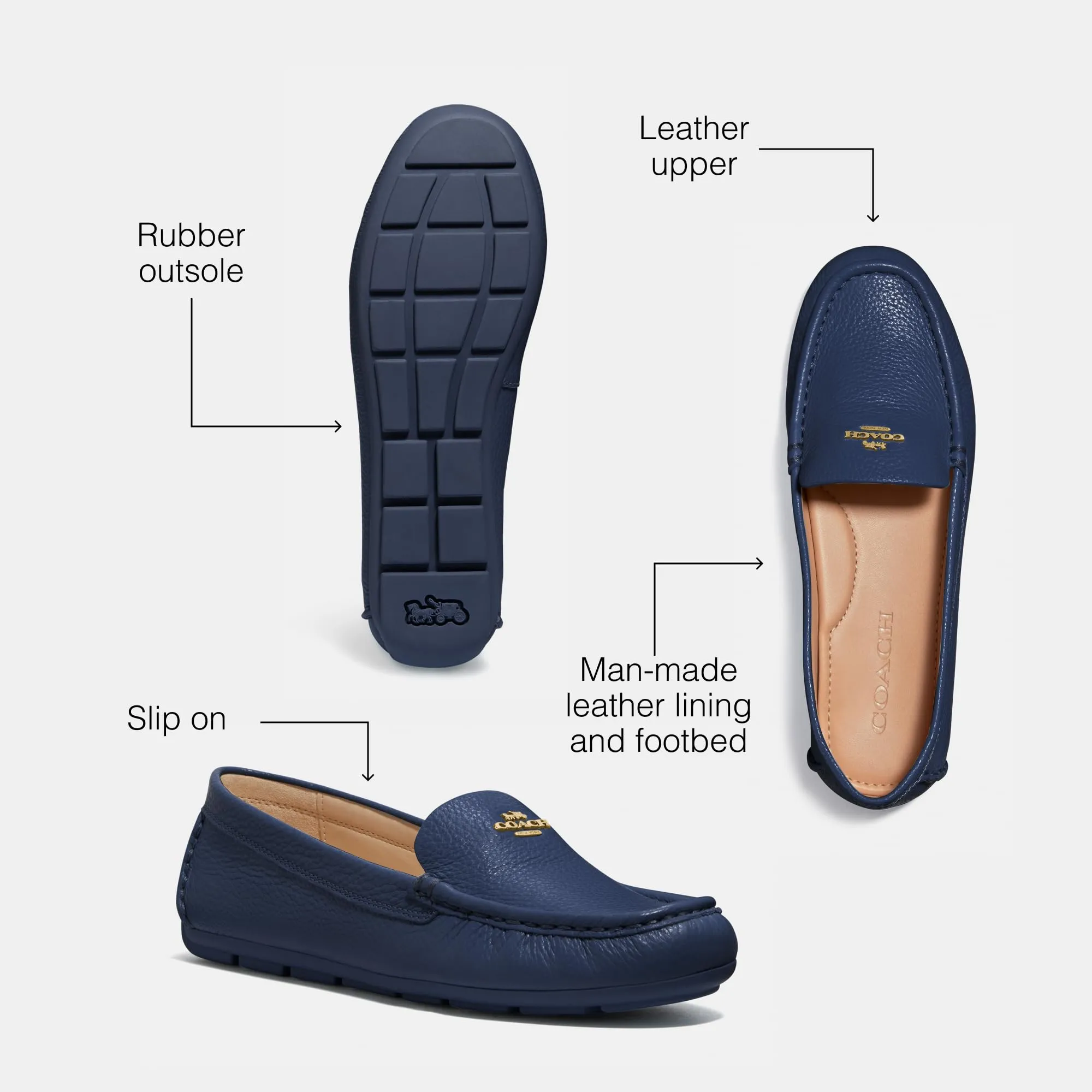 COACH Women's Flats Marley Driver, Color True Navy, Size 7.5