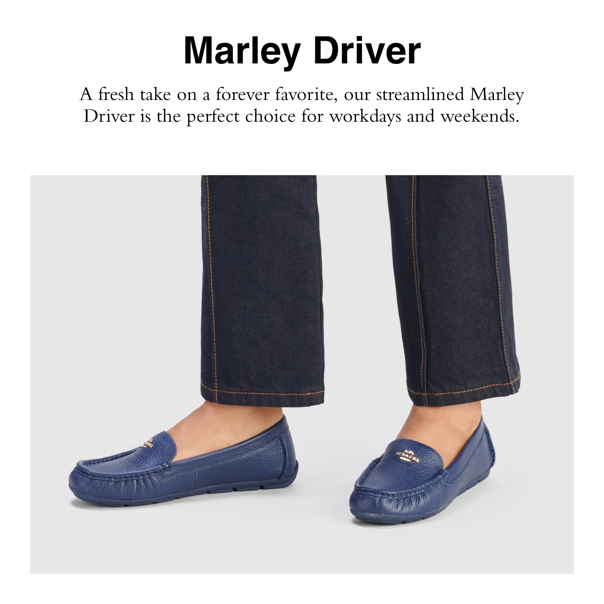 COACH Women's Flats Marley Driver, Color True Navy, Size 7.5