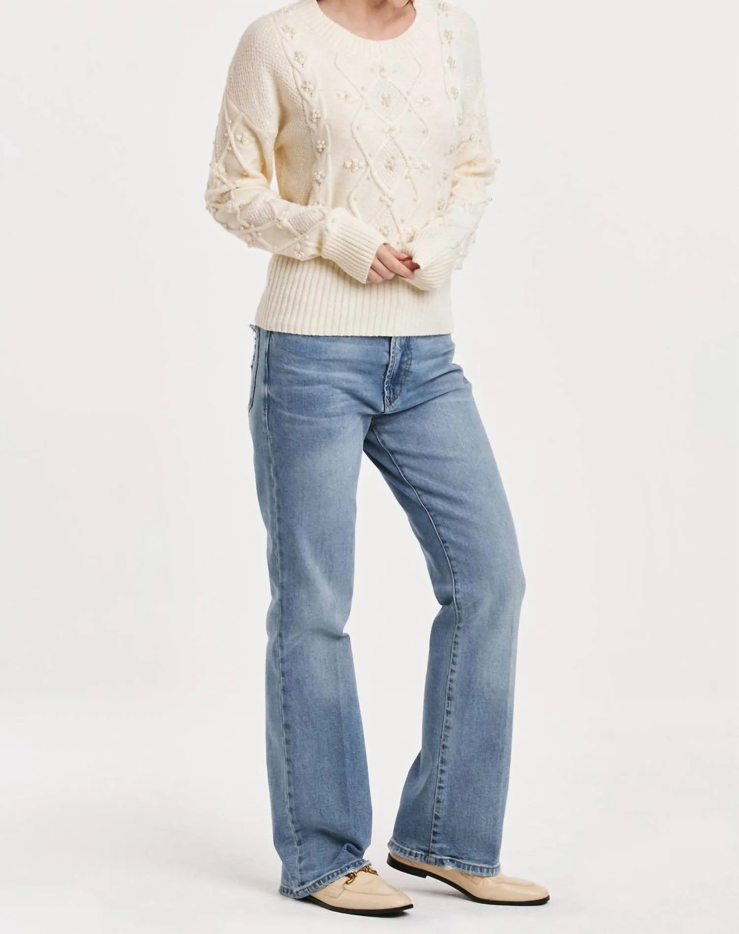 Dania Crewneck Sweater In Vintage Cream