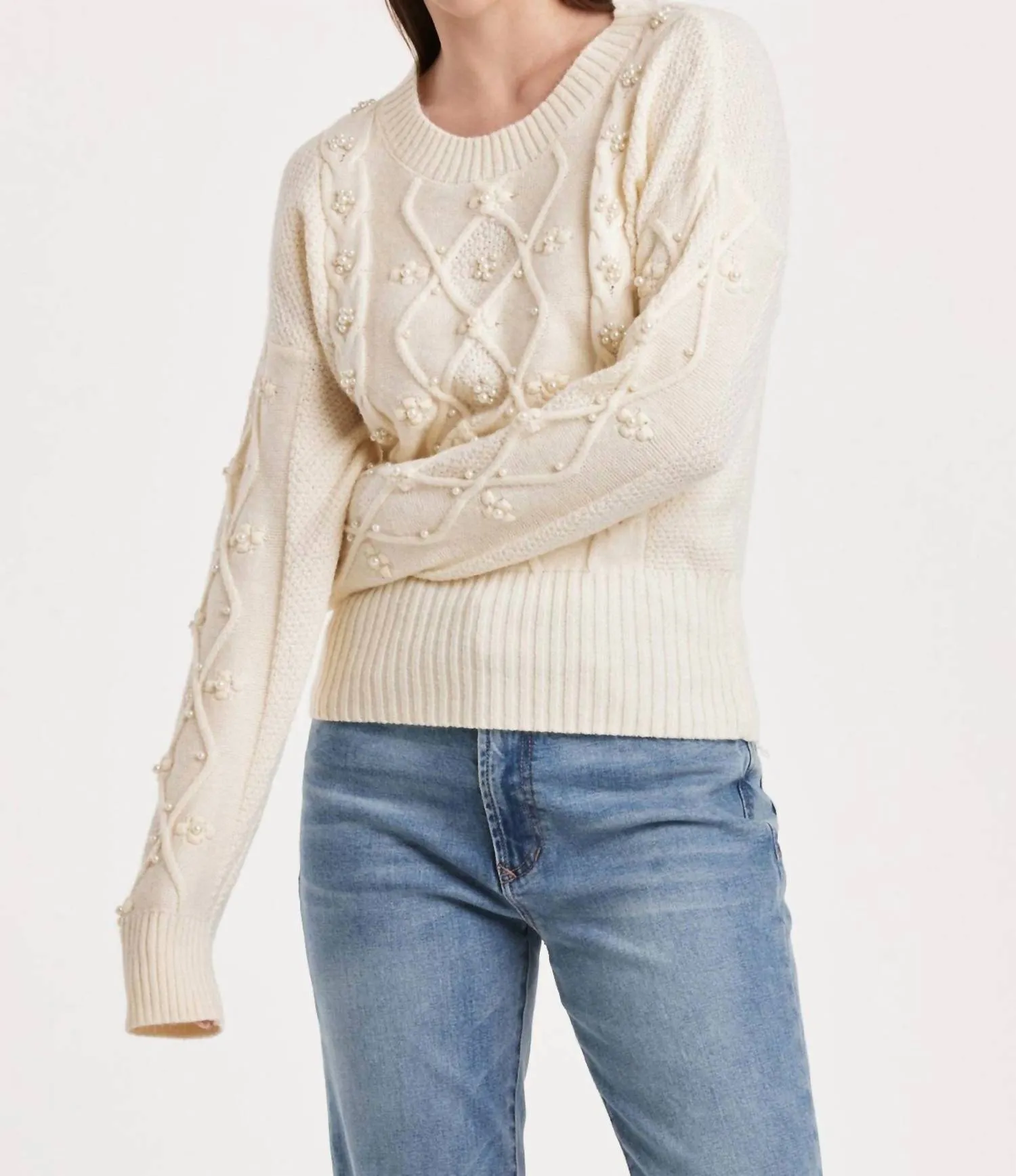 Dania Crewneck Sweater In Vintage Cream