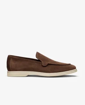 Dark Brown Perforated Summer Suede Low Top City Loafers
