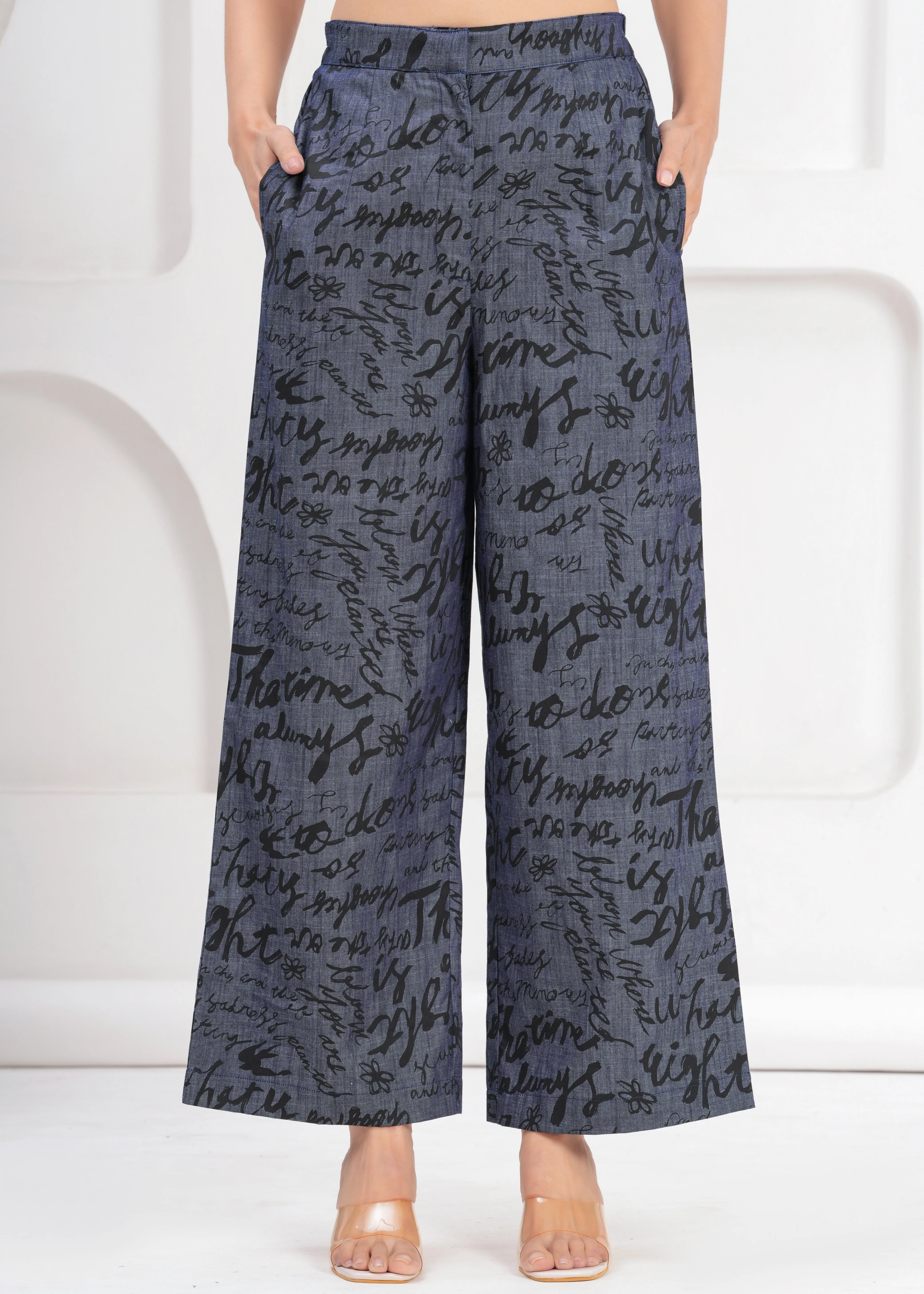 Denim Cotton Embroidered Waistcoat Co-ord Set