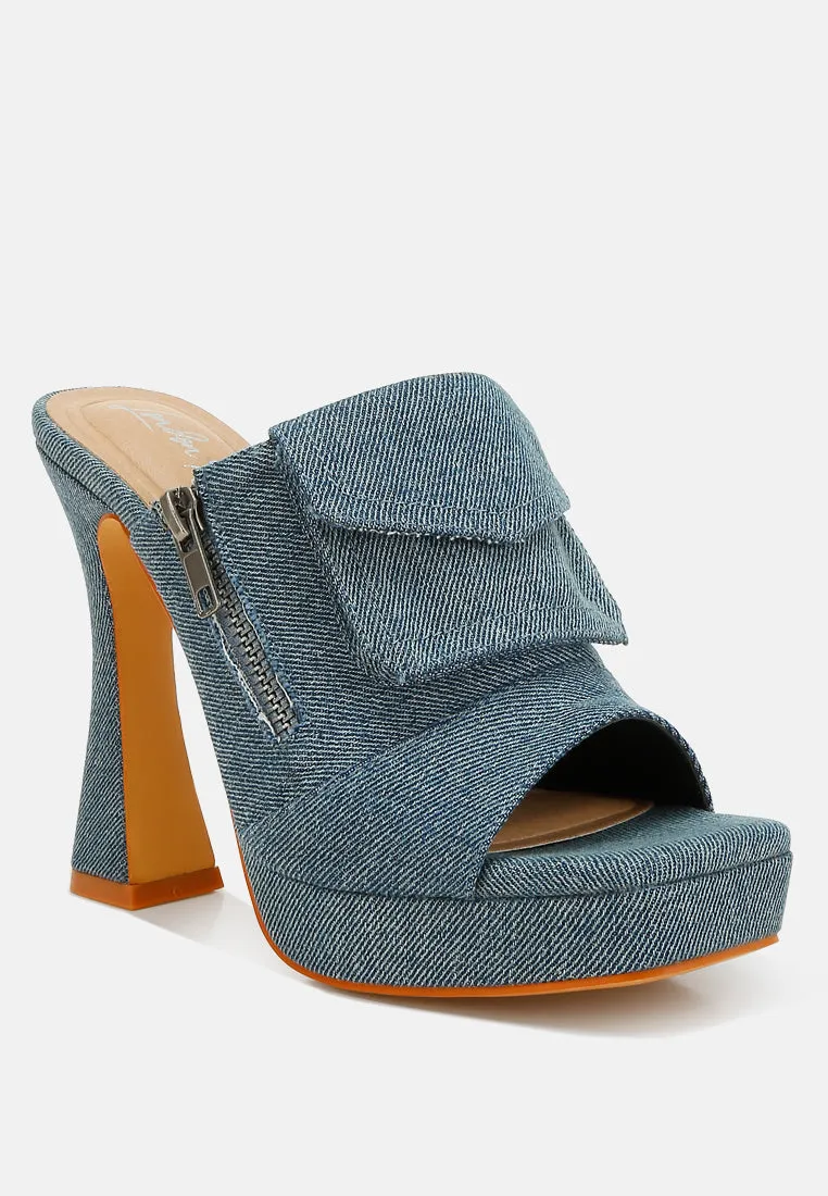 Denim Pouch Detail Sandals by RUW