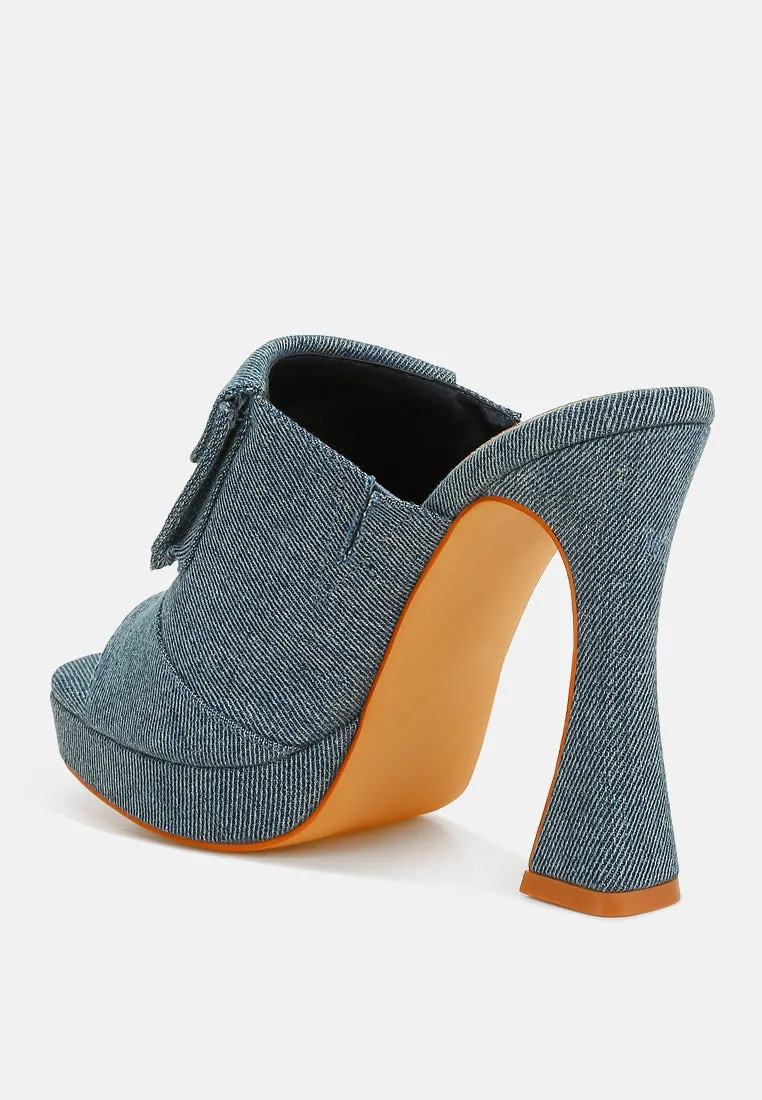 Denim Pouch Detail Sandals by RUW
