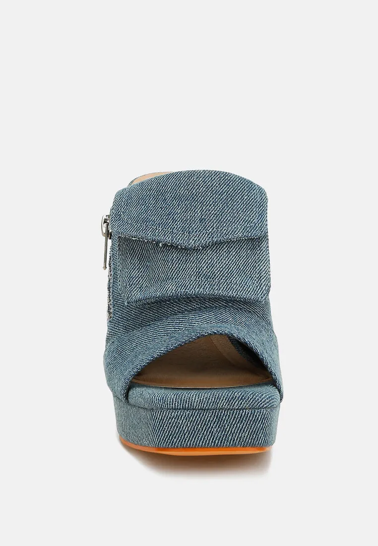 Denim Pouch Detail Sandals by RUW